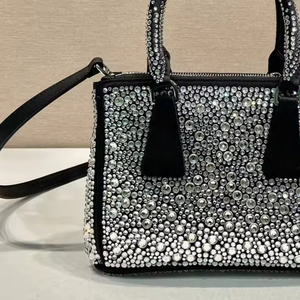 Bolso de mano de cuero de alta calidad cosido a mano con diamantes, bolso de fiesta, cartera, bolsos de diseñador para mujer, bolsos tote. - Product Image 1