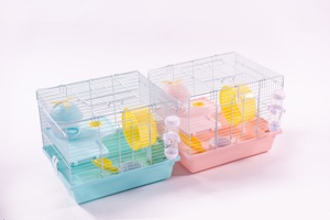 Small Steel Wire Pet Cage with Plastic Tray for Hamsters Indoor Use Easy Assemble Rectangle Shape Solid Color Design - Product Image 4