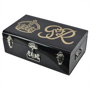 Royal Antique GR Trunk Box Caja de exhibición de efectivo Venta caliente Maleta de calidad superior Hoja de hierro Negro y oro Caja de almacenamiento personalizada - Product Image 1