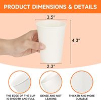 Gobelets à café en papier blanc jetables de 12 oz, lot de 100, conception épaissie pour cafés, bistros, fêtes et événements