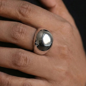 Modern Unisex Stainless Steel Ball Cocktail <b>Ring</b> Daily Wear Gift - Product Image 3