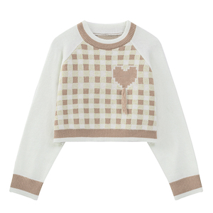OEM/ODM <span class=keywords><strong>Pull</strong></span> tricoté jacquard à carreaux de haute qualité pour jeunes filles Top Preppy Design Ladies Pullovers Woman Sweater - Product Image 6