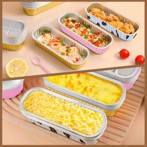 Oven Baking Cake Non-stick Dessert Disposable Rectangle Macarons <b>Foil</b> Tray 200ml Aluminum Bakeware <b>Container</b> Mini Bread Loaf Pan - Product Image 3