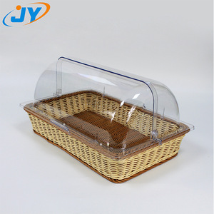 Vine Rectangular Plastic Storage <strong>Basket</strong> for Food Presentation Bread and Fruit Display in Living Room Wicker Laundry <strong>Basket</strong> - Product Image 2