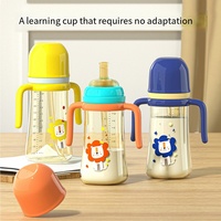 Tasse d'entraînement de boisson pour bébé PP de qualité alimentaire chaude plus de 6 mois tasse de paille à capuchon coulissant 300ml poignée de sangle anti-chute