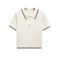 Polo à manches courtes pour homme, style Old Money de luxe, logo personnalisé, 100% coton, tricot torsadé, bordure contrastée, respirant, pour le golf