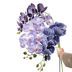 Bouquet de roses artificielles violettes, marguerites et pivoines Monet Garden, décoration de mariage, arrangement floral en soie PVC fait main - Product Image 5