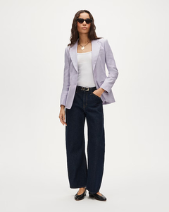 Trajes y Blazers de Lino Lila para Mujer, Cuello Solapa, Corte Entallado, Transpirable, Verano, Formal, Oficina, Estilo Casual Elegante - Product Image 4