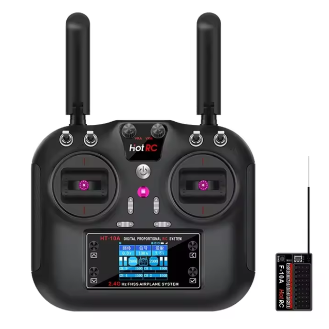 HotRC HT-10A 10CH Remote Control Transmitter F-10A Receiver for RC Car Airplane RC Boat Robot Quadcopter Substitute HT-8A Model