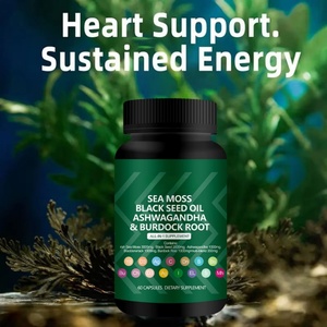 Factory Customized <b>Organic</b> Extract Supplement SEA MOSS BLACK SEED OIL ASHWAGANDHA BURDOCK ROOT <b>Capsules</b> Immune Support - Product Image 4