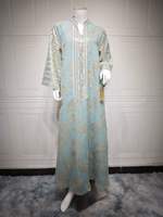 Robe Abaya Islamique Longue pour Femmes avec Décoration en Cristal Style Formel Vintage Silhouette en A 100% Coton