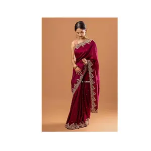 High Attractive New Design Cotton and Rayon Fabric Women Saree for Wedding Party Wear From Indian Supplier