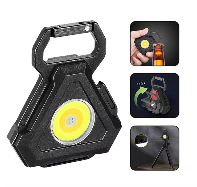 New Multi-functional Mini LED Illuminated Rechargeable IP65 ABS Keychain Flashlight 500 Lumens Portable Emergency Work Light