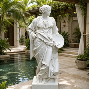 Sculpture personnalisée en marbre « Musée des Arts » – Figurine classique sur mesure avec Gorgone, Égise, Palette et Stylet pour intérieurs de luxe - Product Image 1