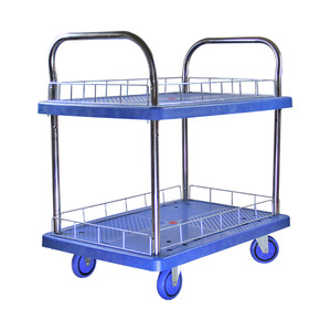 600*900*1000mm 300kgs 블루 패널 더블 데크 플랫폼 핸드 트롤리 이동식 울타리 제조업체 직접 판매로드 - Product Image 3