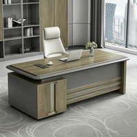 Bureau de direction de luxe moderne en forme de L en bois pour PDG, directeur, patron avec retour latéral, mobilier de bureau, poste de travail informatique