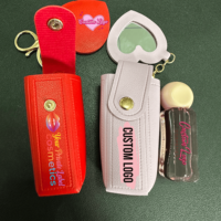Étui à rouge à lèvres mignon en cuir PU avec fermeture éclair, logo personnalisé, écologique, mini, porte-clés, miroir cosmétique