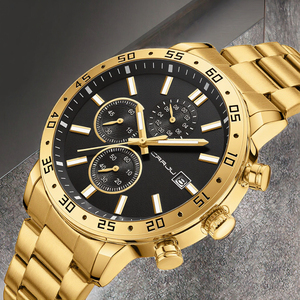 Montre Chronographe à Quartz pour Homme en Or avec 3 Cadrans, Bracelet en Acier Inoxydable, Multifonction, Étanche, Sportive avec Calendrier - Product Image 5