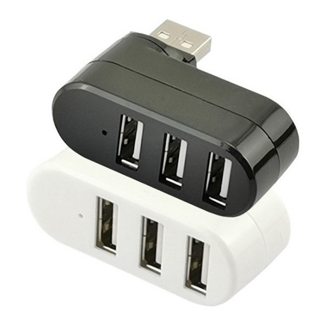Multifunctional Mini USB 2.0 Three Ports HUB Rotatable 3 Port USB Hub for Card Reader/USB Flash Drive/Mouse