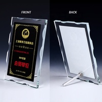 Plaque de cristal A4 en cristal, Rectangle et de haute qualité, cadre de certificat avec gravure personnalisée