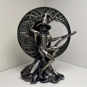 Vente en gros personnalisée bibelots décoratifs balai sorcière statue en résine sorcière volante sculpture d'art Halloween décor à la maison cadeaux fantaisie - Product Image 3