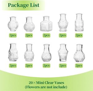 Ensemble de mini-vases en verre gaufré, ornements décoratifs de bureau rétro européens pour la décoration intérieure - Product Image 3