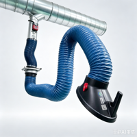 Extracteur de fumées de soudage mural avec bras flexible en acier au carbone, conduit d'air rotatif à 360° pour laboratoire, puissant et à mouvement libre