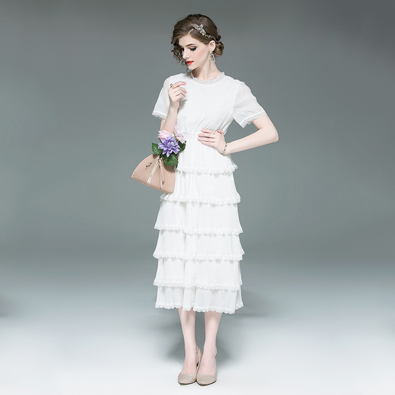 Fashion Summer White Casual Dress for Women - Sleeveless V-Neck Layered  Flounce Style, Perfect for Seasonal Wear
