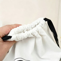 Sac à cordon en toile à motif imprimé personnalisé, écologique, couleur naturelle, anti-poussière, avec rubans noirs