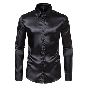 Chemises décontractées brillantes anti-plis à manches longues pour hommes, couleur unie, 100 % coton, printemps, grandes tailles, coupe ample, boutonnage simple, <span class=keywords><strong>6XL</strong></span> - Product Image 1