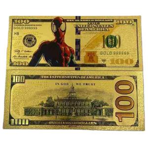 Bonitos billetes de papel de aluminio de Spiderman de películas de superhéroes, OEM ODM, 60 tipos, chapados en oro de 24K, para colección, en bolsa OPP - Product Image 6
