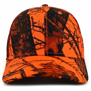 Fabricante OEM, gorras de camionero de camuflaje, gorra de malla de camionero con estampado de camuflaje estructurado para exteriores, gorra de camionero de camuflaje naranja - Product Image 2
