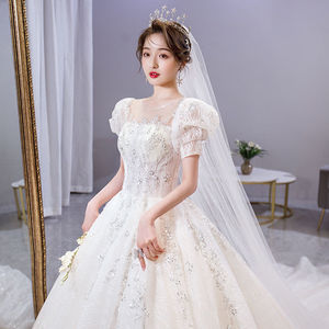 French Style Wedding Dress Ball Gown Square Collar Princess Waistline With Train Vintage Elegant Bride Dress - Product Image 1