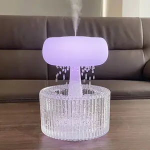 다채로운 가벼운 아기 수면 도움 화이트 노이즈 머신 물방울 소리 떨어지는 공기 디퓨저 버섯 비 구름 가습기