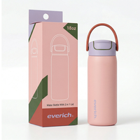 Bouteille d'eau en acier inoxydable Everich sans BPA de 530 ml avec paille anti-fuite et couvercle rabattable, idéale pour les étudiants et l'école