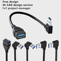 Cable de Extensión USB 3.0 en Ángulo Recto de 90 Grados LUNG KAY, Macho a Hembra, Carcasa de PVC Moldeada con Blindaje Completo, Transferencia de Datos de 5 Gbps