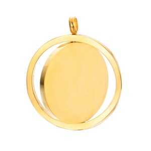 Pendentif rond rotatif vierge en acier inoxydable poli, 3 couleurs, 25 mm, gravable pour collier DIY, dropshipping disponible - Product Image 3