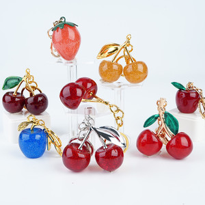 Exquisito llavero <span class=keywords><strong>de</strong></span> cereza <span class=keywords><strong>de</strong></span> cristal 3D encanto colgante llavero lindo llavero <span class=keywords><strong>de</strong></span> aleación <span class=keywords><strong>de</strong></span> Zinc <span class=keywords><strong>bolsas</strong></span> accesorio - Product Image 1