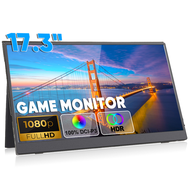 17.3 Inch 1080P HDR Gaming Monitor FHD USB-C Portable Display Laptop Screen LCD Dual Monitor Screen Extender for Laptop