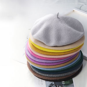Haute qualité cachemire béret couleur unie laine peintre casquette femme personnalisé printemps automne hiver chapeau - Product Image 1