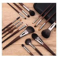 Lot de 15 pinceaux de maquillage professionnels en poils synthétiques et naturels, manche en bois, pour le visage, le correcteur et la poudre, marque privée, vente en gros