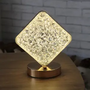 Ouro Acrílico Table Lamp USB recarregável Star Night Light com controle de toque, Quente Branco Quarto Desktop Lamp com 3 Brilhantes