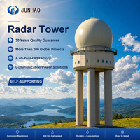 Tour radar en treillis d'acier peint rouge et blanc avec radôme GFRP détachable et escalier en colimaçon, tour d'antenne anticorrosion