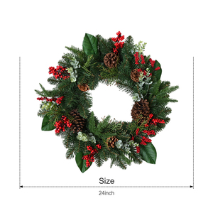 Guirlande de Noël de luxe en fausse fourrure rouge avec décorations de Noël, guirlande de Noël de luxe à faire soi-même - Product Image 1
