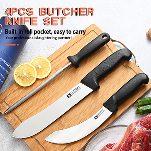 Ensemble de couteaux de chef et de <span class=keywords><strong>boucher</strong></span> en acier inoxydable 4 pièces avec aiguiseur pour la maison et la cuisine professionnelle - Product Image 2