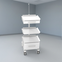 Support mobile pour appareils hospitaliers CLEBER FORLI 40178, un tiroir, acier inoxydable, robuste, silencieux, réglable, installation facile