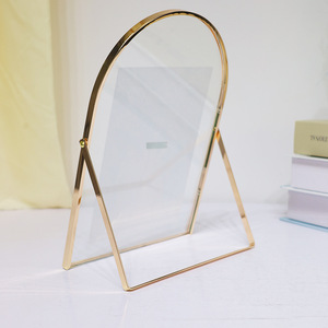 4x6 phong cách cổ điển Brass & Glass kim loại nổi hình ảnh khung hình bầu dục khung cho Tabletop hiển thị (Antique Vàng) - Product Image 5