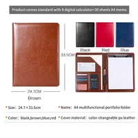 Dossier de conférence à presse-papier A4, dossier de portefeuille en cuir de papeterie de bureau avec Logo personnalisé, Padfolio rouge noir marron bleu