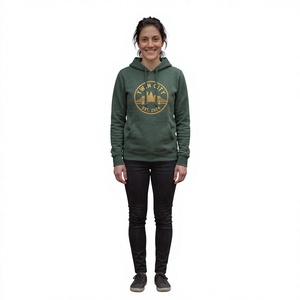 Sweat-shirt à capuche vert foncé pour femme Twin City avec logo doré imprimé sur le devant, coupe classique, pour l'automne - Product Image 1