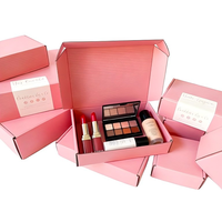 Boîte d'expédition personnalisée pour produits de beauté, emballage postal, boîte en carton ondulé rose pour cosmétiques, avec logo